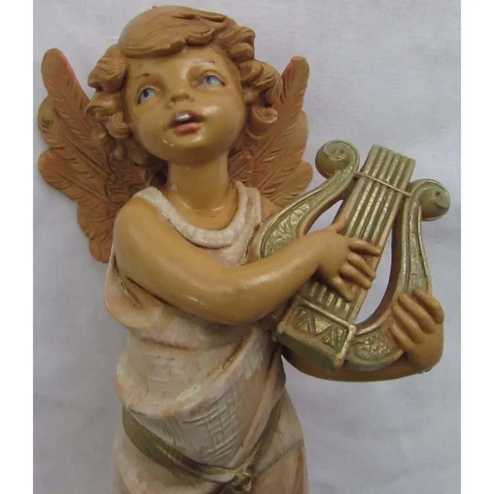 Vintage Angel playing harp Fontanini Italy 6